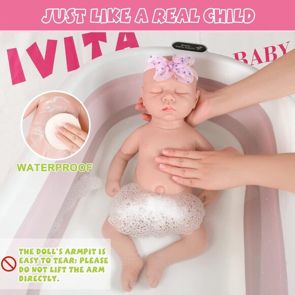 🆕17 inch Full Body Silicone Baby Dolls Girl Sleeping Baby With DOLL Clothes - Picture 7 of 8